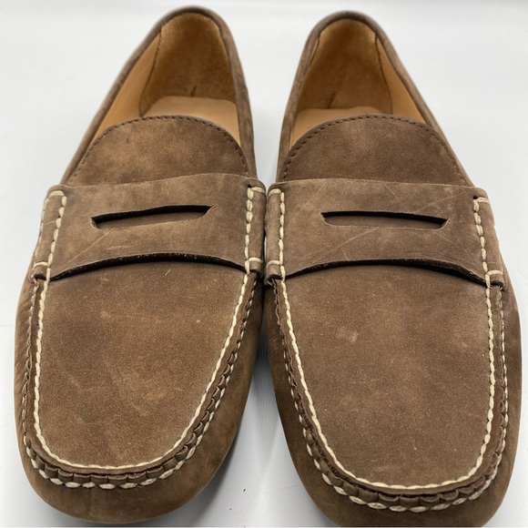 Alan Payne Fatto A Mano Suede Penny Loafers 10 Slip On Moccasin Hand Made - Picture 2 of 8